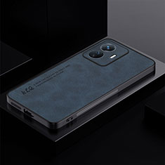 Soft Luxury Leather Snap On Case Cover S01 for Vivo Y77e 5G Blue