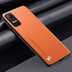 Soft Luxury Leather Snap On Case Cover S01 for Xiaomi Civi 1S 5G Orange