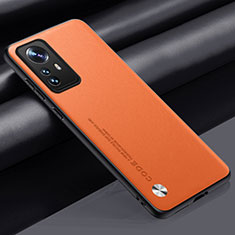 Soft Luxury Leather Snap On Case Cover S01 for Xiaomi Mi 12T 5G Orange