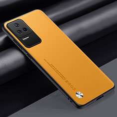 Soft Luxury Leather Snap On Case Cover S01 for Xiaomi Poco F4 5G Yellow