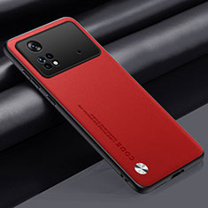 Soft Luxury Leather Snap On Case Cover S01 for Xiaomi Poco M4 Pro 4G Red