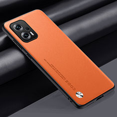 Soft Luxury Leather Snap On Case Cover S01 for Xiaomi Redmi Note 12T Pro 5G Orange