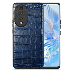 Soft Luxury Leather Snap On Case Cover S01D for Huawei Honor 80 5G Blue