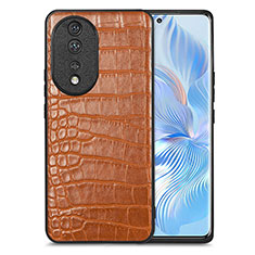 Soft Luxury Leather Snap On Case Cover S01D for Huawei Honor 80 5G Brown