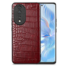 Soft Luxury Leather Snap On Case Cover S01D for Huawei Honor 80 5G Red