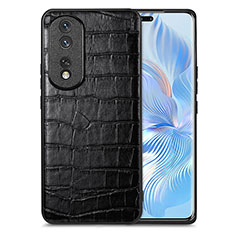 Soft Luxury Leather Snap On Case Cover S01D for Huawei Honor 80 Pro 5G Black