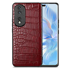 Soft Luxury Leather Snap On Case Cover S01D for Huawei Honor 80 Pro 5G Red