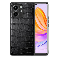 Soft Luxury Leather Snap On Case Cover S01D for Huawei Honor 80 SE 5G Black