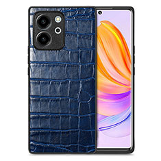 Soft Luxury Leather Snap On Case Cover S01D for Huawei Honor 80 SE 5G Blue