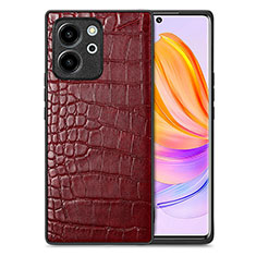 Soft Luxury Leather Snap On Case Cover S01D for Huawei Honor 80 SE 5G Red