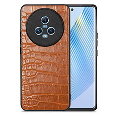 Soft Luxury Leather Snap On Case Cover S01D for Huawei Honor Magic5 5G Brown