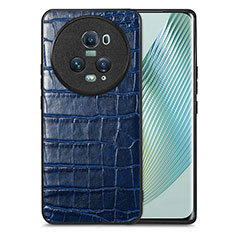 Soft Luxury Leather Snap On Case Cover S01D for Huawei Honor Magic5 Pro 5G Blue