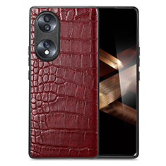 Soft Luxury Leather Snap On Case Cover S01D for Huawei Honor X7b Red