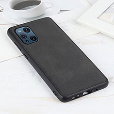 Soft Luxury Leather Snap On Case Cover S01D for Oppo Find X3 5G Black