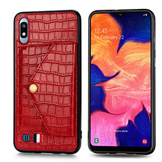 Soft Luxury Leather Snap On Case Cover S01D for Samsung Galaxy A10 Red