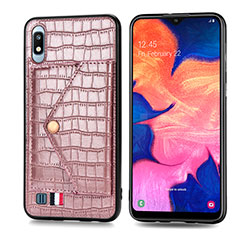 Soft Luxury Leather Snap On Case Cover S01D for Samsung Galaxy A10 Rose Gold