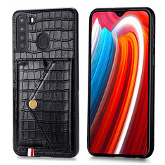 Soft Luxury Leather Snap On Case Cover S01D for Samsung Galaxy A21 Black