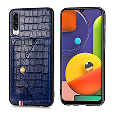 Soft Luxury Leather Snap On Case Cover S01D for Samsung Galaxy A30S Blue