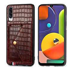 Soft Luxury Leather Snap On Case Cover S01D for Samsung Galaxy A50S Brown