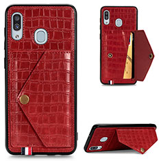 Soft Luxury Leather Snap On Case Cover S01D for Samsung Galaxy M10S Red