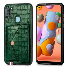 Soft Luxury Leather Snap On Case Cover S01D for Samsung Galaxy M11 Green