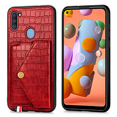 Soft Luxury Leather Snap On Case Cover S01D for Samsung Galaxy M11 Red