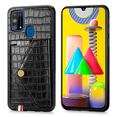 Soft Luxury Leather Snap On Case Cover S01D for Samsung Galaxy M31 Black