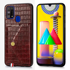 Soft Luxury Leather Snap On Case Cover S01D for Samsung Galaxy M31 Brown