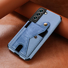 Soft Luxury Leather Snap On Case Cover S01D for Samsung Galaxy S21 FE 5G Blue