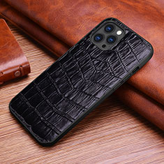 Soft Luxury Leather Snap On Case Cover S02 for Apple iPhone 13 Pro Max Black