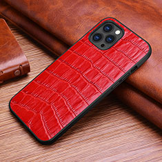 Soft Luxury Leather Snap On Case Cover S02 for Apple iPhone 13 Pro Max Red