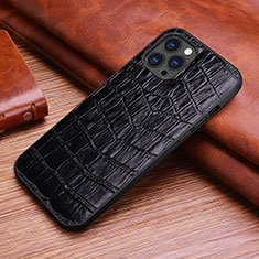 Soft Luxury Leather Snap On Case Cover S02 for Apple iPhone 15 Pro Black