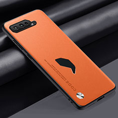 Soft Luxury Leather Snap On Case Cover S02 for Asus ROG Phone 5 ZS673KS Orange