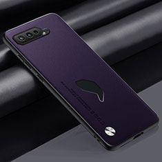 Soft Luxury Leather Snap On Case Cover S02 for Asus ROG Phone 5 ZS673KS Purple