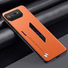 Soft Luxury Leather Snap On Case Cover S02 for Asus ROG Phone 6 Orange