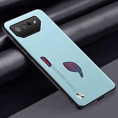 Soft Luxury Leather Snap On Case Cover S02 for Asus ROG Phone 7 Sky Blue