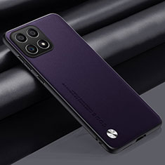 Soft Luxury Leather Snap On Case Cover S02 for Huawei Honor X8b Purple