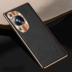 Soft Luxury Leather Snap On Case Cover S02 for Huawei P60 Black