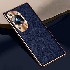 Soft Luxury Leather Snap On Case Cover S02 for Huawei P60 Blue