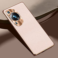 Soft Luxury Leather Snap On Case Cover S02 for Huawei P60 Rose Gold