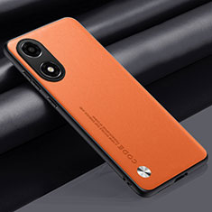 Soft Luxury Leather Snap On Case Cover S02 for Oppo A2x 5G Orange