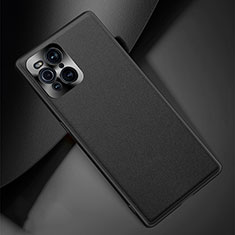 Soft Luxury Leather Snap On Case Cover S02 for Oppo Find X3 5G Black