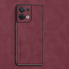 Soft Luxury Leather Snap On Case Cover S02 for Oppo Reno9 5G Red