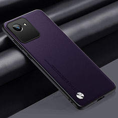 Soft Luxury Leather Snap On Case Cover S02 for Realme C30s Purple