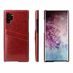 Soft Luxury Leather Snap On Case Cover S02 for Samsung Galaxy Note 10 Plus Red Wine