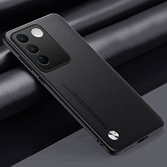 Soft Luxury Leather Snap On Case Cover S02 for Vivo V27e 5G Black