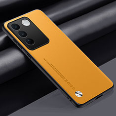 Soft Luxury Leather Snap On Case Cover S02 for Vivo V27e 5G Yellow