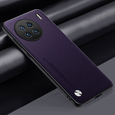 Soft Luxury Leather Snap On Case Cover S02 for Vivo X90 Pro+ Plus 5G Purple