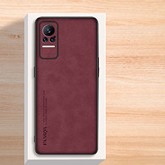 Soft Luxury Leather Snap On Case Cover S02 for Xiaomi Civi 1S 5G Red