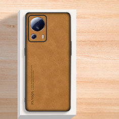 Soft Luxury Leather Snap On Case Cover S02 for Xiaomi Civi 2 5G Brown